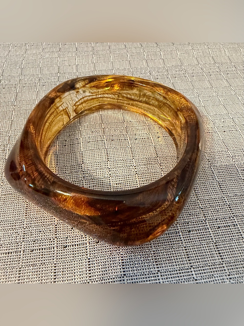 Amber Lucite Bangle Bracelet